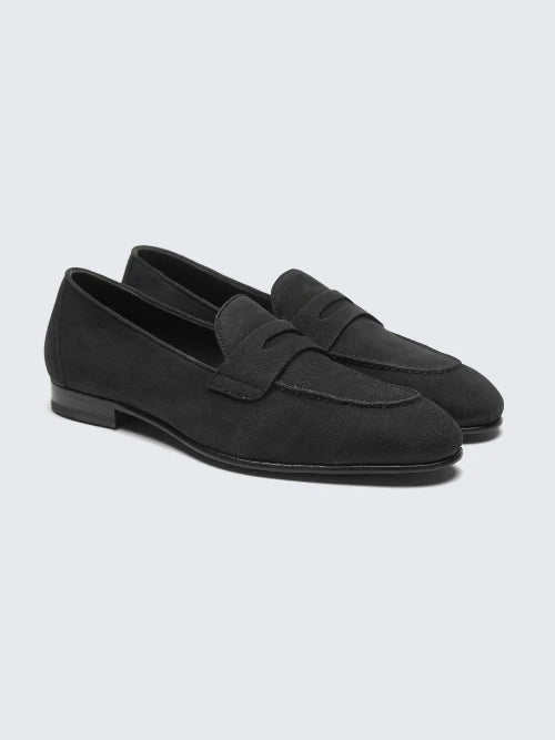 Black Nubuck Appia Penny Loafers