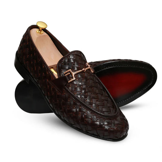 Leather Formal Shoes In MAHROON For Men